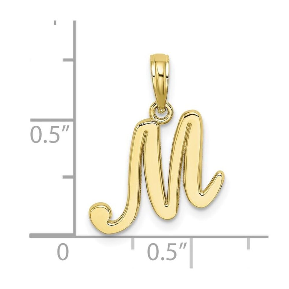 10k Yellow Gold Polished M Script Initial Charm - image 3